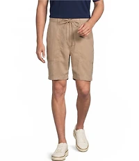 Caribbean Solid Flat Front Drawstring 8#double; Inseam Shorts
