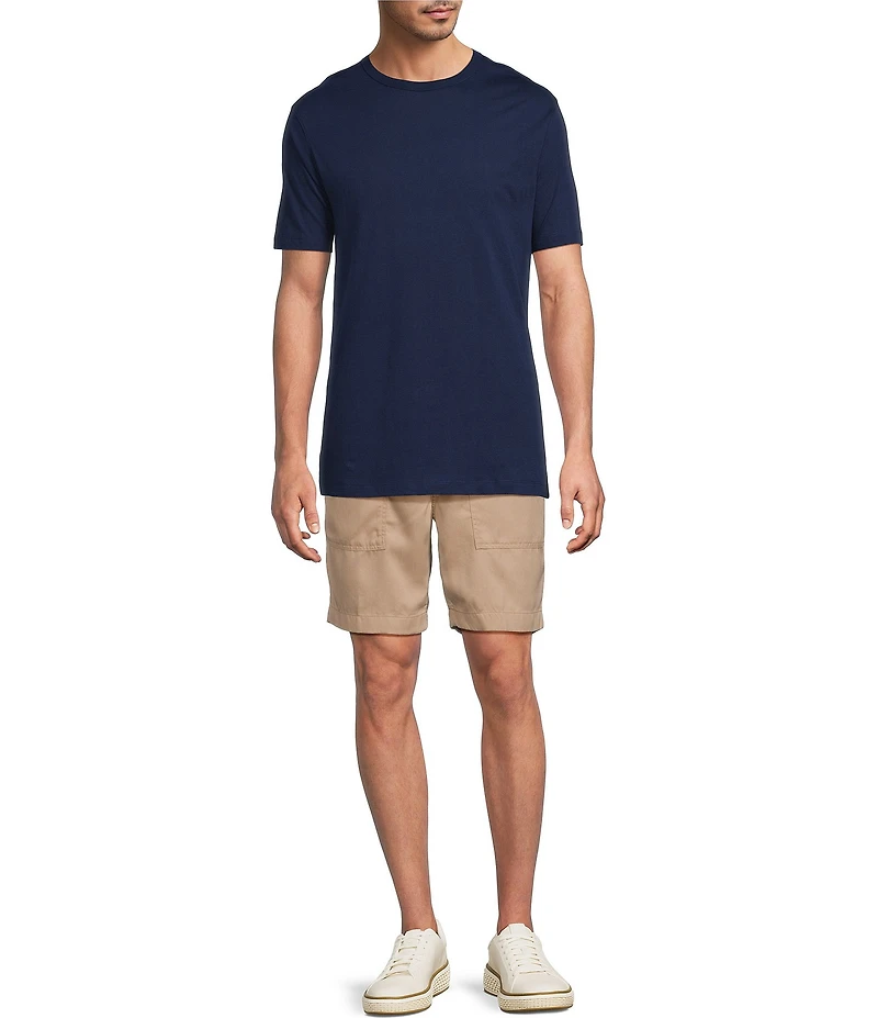 Caribbean Solid Flat Front Drawstring 8#double; Inseam Shorts