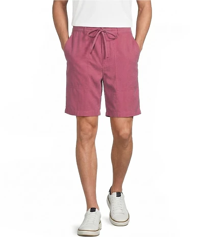 Caribbean Solid Flat Front Drawstring 8#double; Inseam Shorts