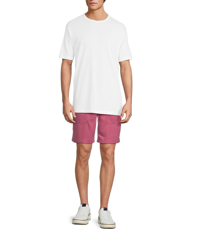 Caribbean Solid Flat Front Drawstring 8#double; Inseam Shorts