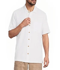 Caribbean Solid Jacquard Short Sleeve Woven Shirt