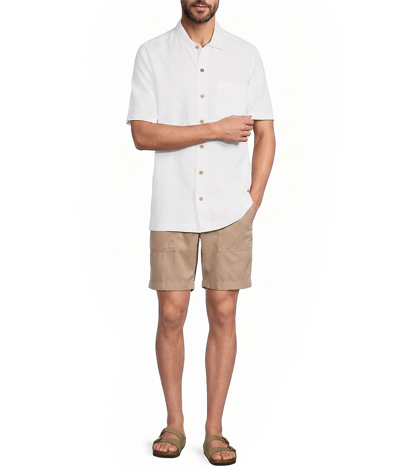 Caribbean Solid Jacquard Short Sleeve Woven Shirt
