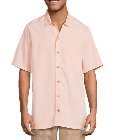Caribbean Solid Jacquard Short Sleeve Woven Shirt