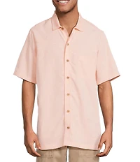 Caribbean Solid Jacquard Short Sleeve Woven Shirt