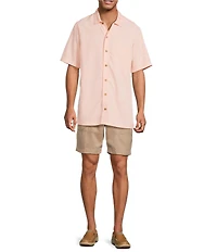 Caribbean Solid Jacquard Short Sleeve Woven Shirt