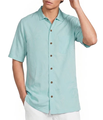 Caribbean Solid Jacquard Short Sleeve Woven Shirt