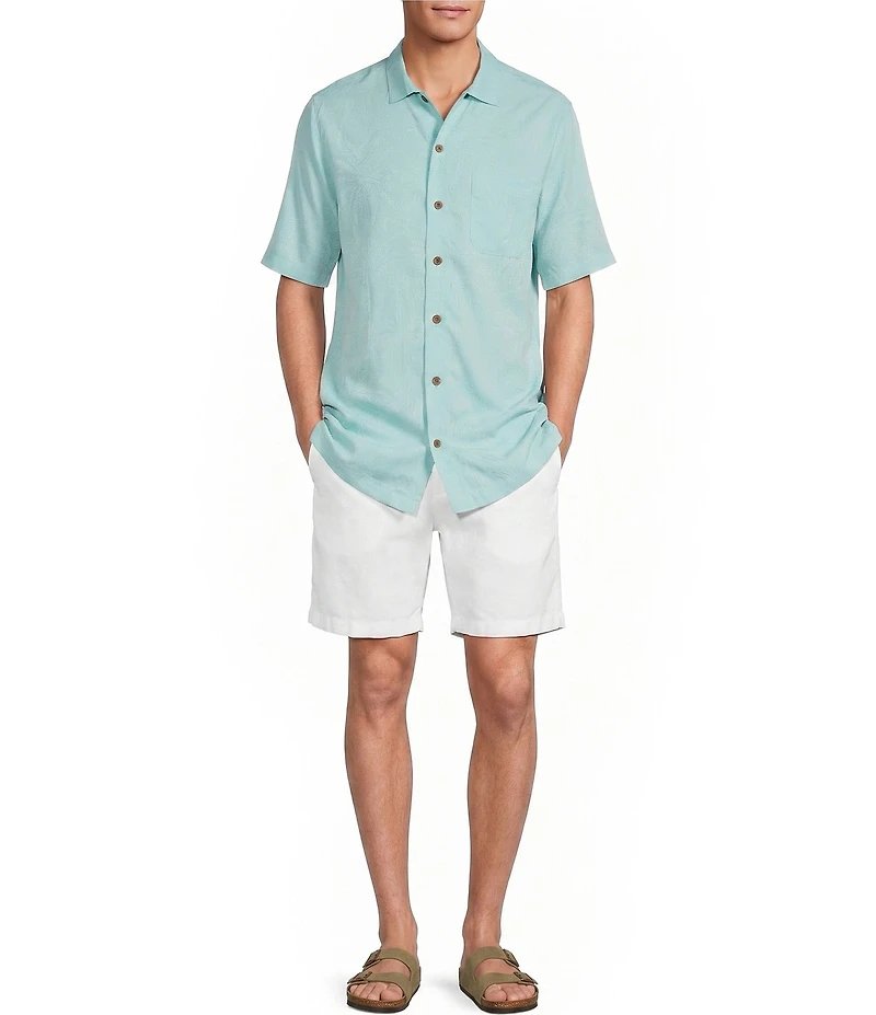 Caribbean Solid Jacquard Short Sleeve Woven Shirt
