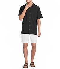 Caribbean Solid Jacquard Short Sleeve Woven Shirt