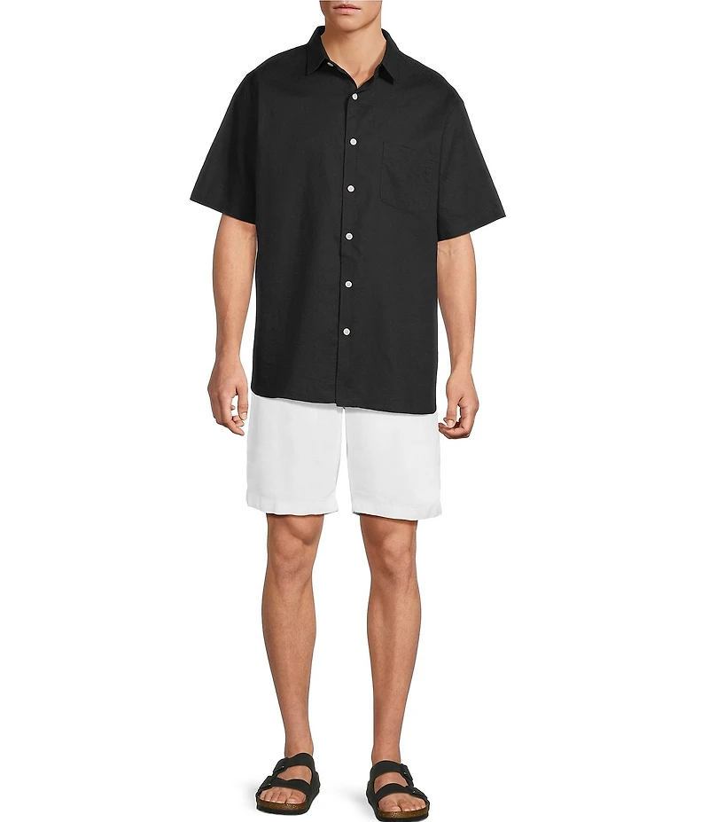 Caribbean Solid Linen Short Sleeve Woven Shirt
