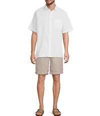 Caribbean Solid Linen Short Sleeve Woven Shirt