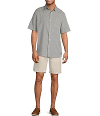 Caribbean Solid Linen Short Sleeve Woven Shirt