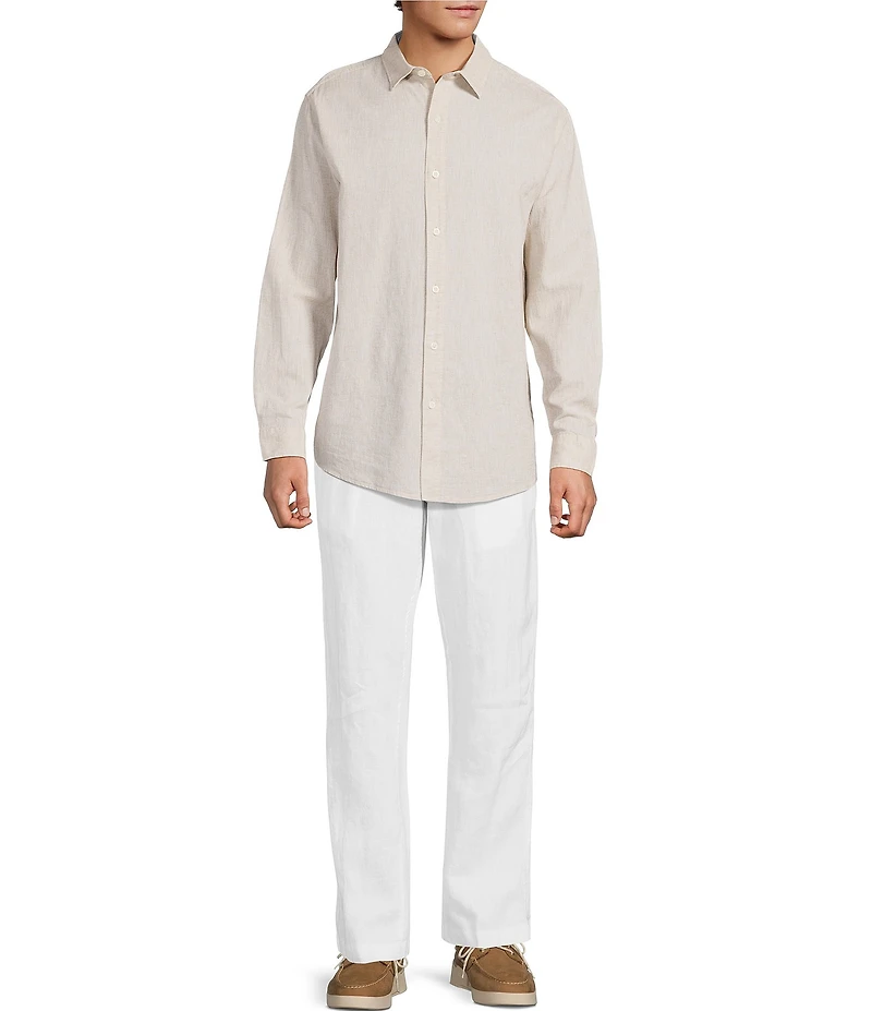 Caribbean Solid Long Sleeve Woven Shirt