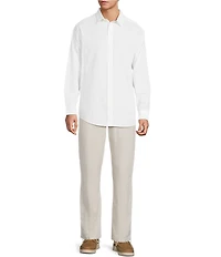 Caribbean Solid Long Sleeve Woven Shirt