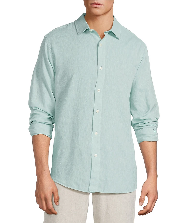 Caribbean Solid Long Sleeve Woven Shirt