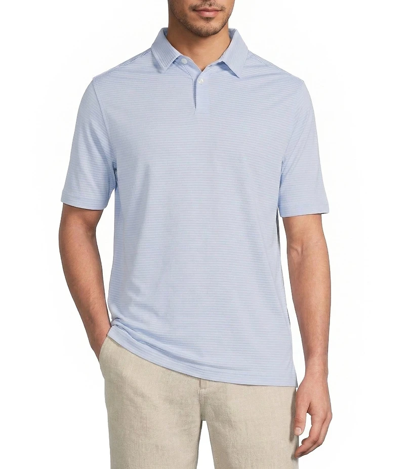 Caribbean Solid Seersucker Short Sleeve Polo Shirt