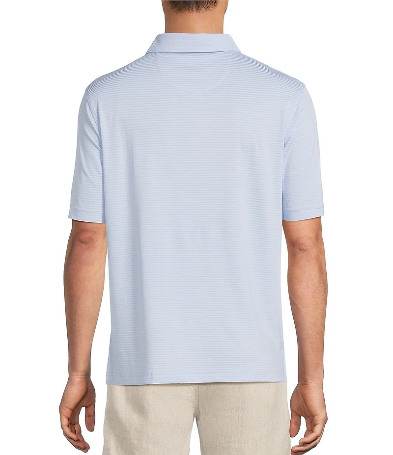 Caribbean Solid Seersucker Short Sleeve Polo Shirt