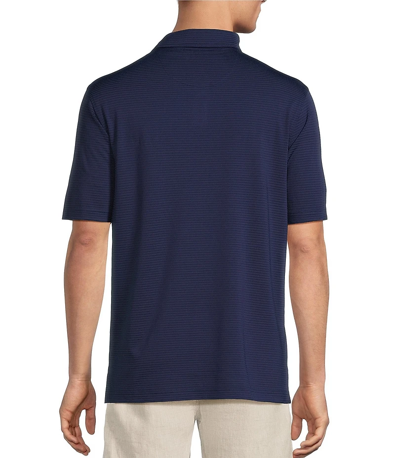 Caribbean Solid Seersucker Short Sleeve Polo Shirt