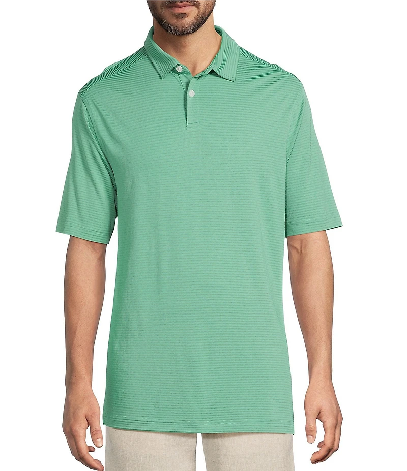 Caribbean Solid Seersucker Short Sleeve Polo Shirt