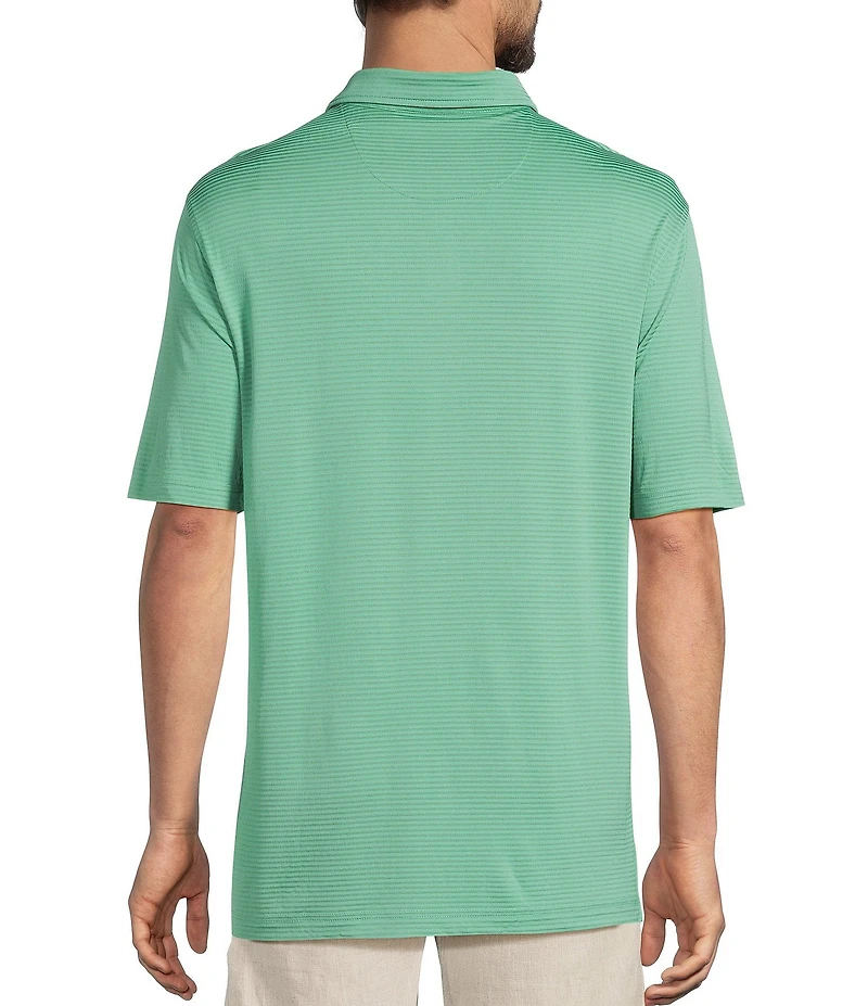 Caribbean Solid Seersucker Short Sleeve Polo Shirt