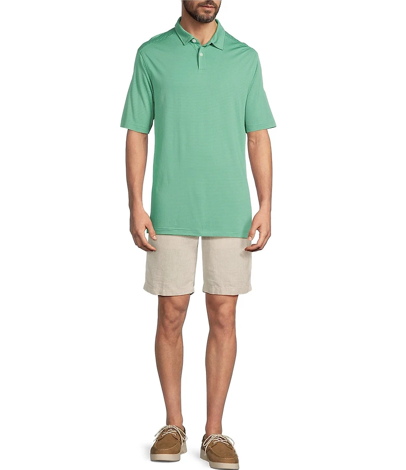 Caribbean Solid Seersucker Short Sleeve Polo Shirt