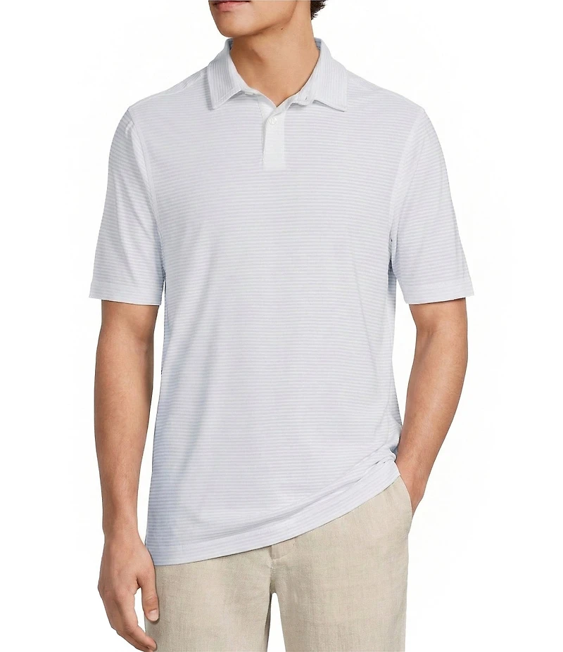 Caribbean Solid Seersucker Short Sleeve Polo Shirt