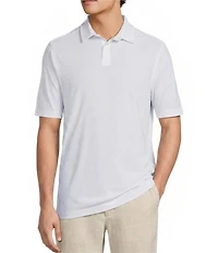 Caribbean Solid Seersucker Short Sleeve Polo Shirt