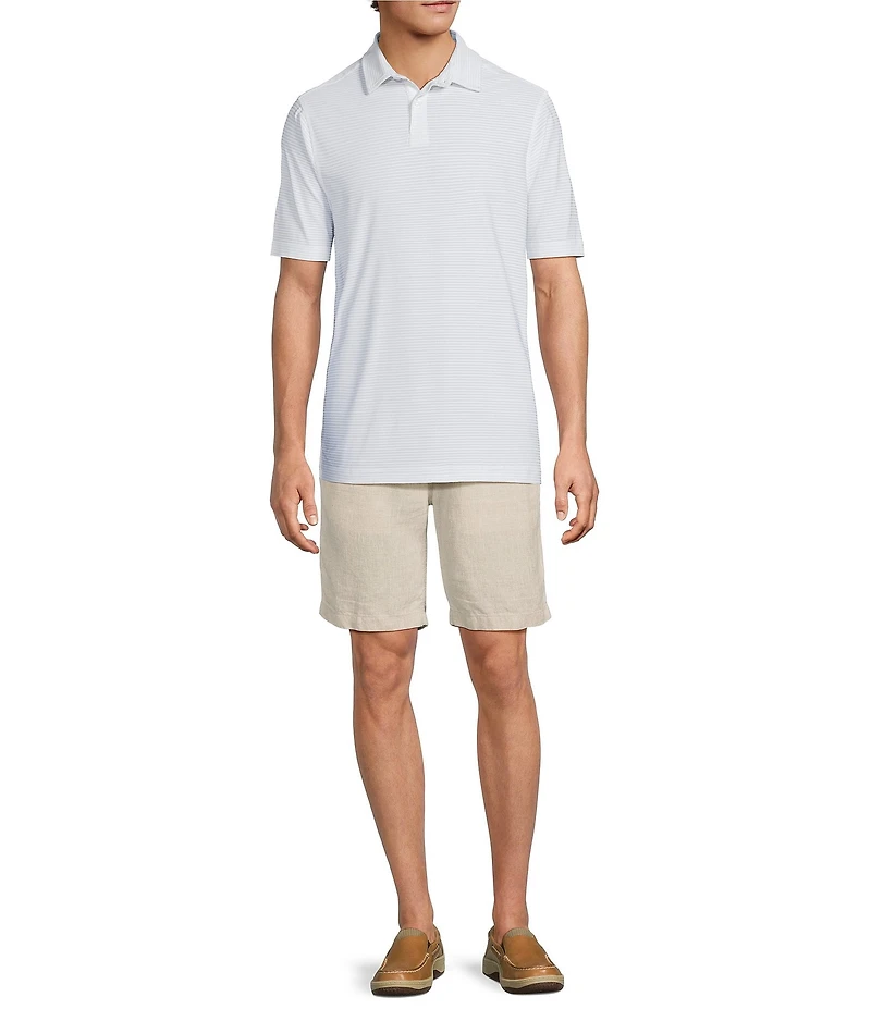 Caribbean Solid Seersucker Short Sleeve Polo Shirt