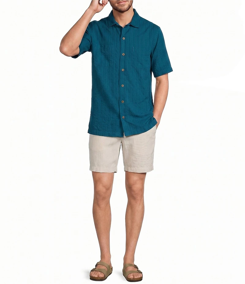 Caribbean Solid Short Sleeve Woven Shirt