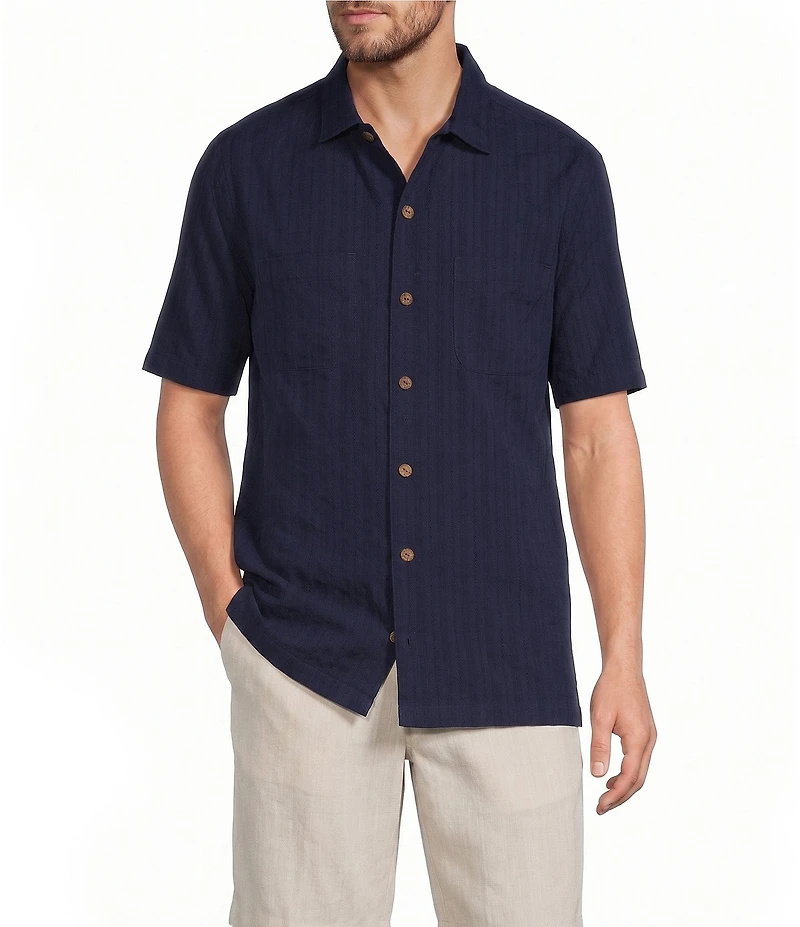 Caribbean Solid Short Sleeve Woven Shirt