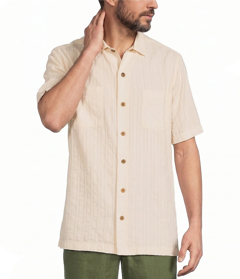 Caribbean Solid Short Sleeve Woven Shirt