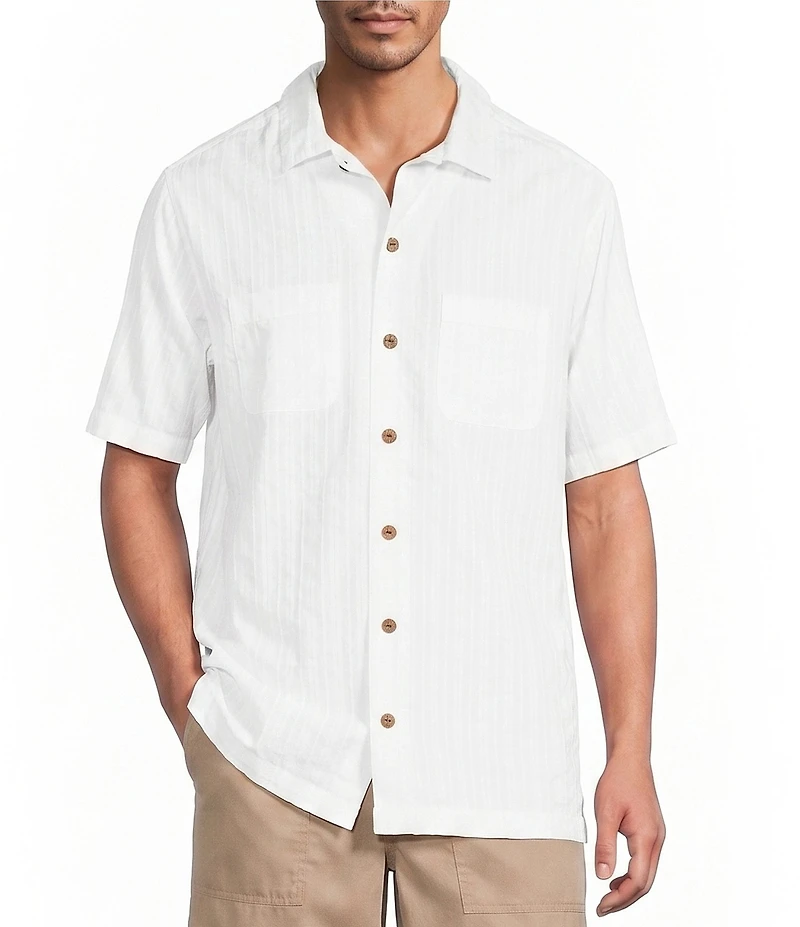 Caribbean Solid Short Sleeve Woven Shirt