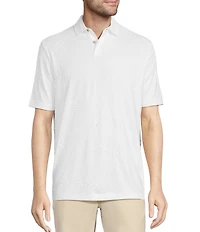 Caribbean Textured Floral Jacquard Short Sleeve Polo Shirt