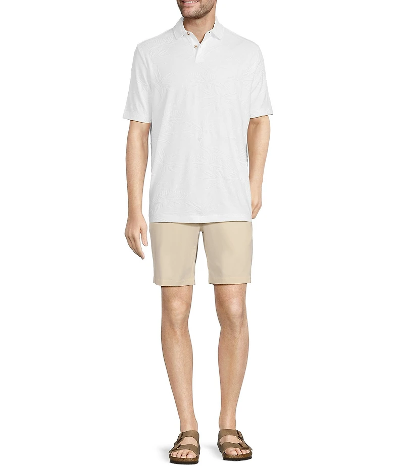 Caribbean Textured Floral Jacquard Short Sleeve Polo Shirt