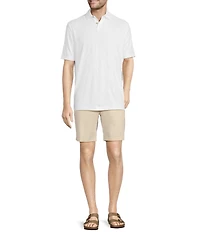 Caribbean Textured Floral Jacquard Short Sleeve Polo Shirt