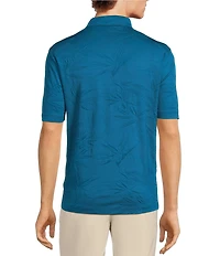 Caribbean Textured Floral Jacquard Short Sleeve Polo Shirt