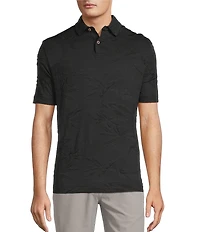 Caribbean Textured Floral Jacquard Short Sleeve Polo Shirt