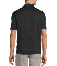 Caribbean Textured Floral Jacquard Short Sleeve Polo Shirt