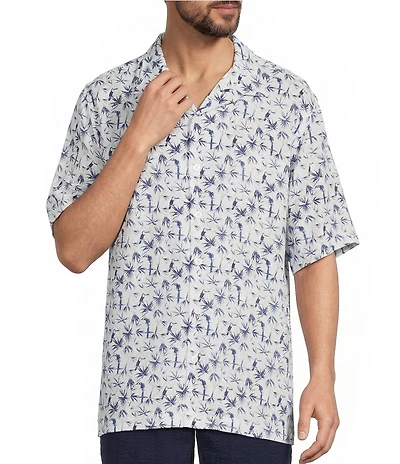 Caribbean Toucan Print Short Sleeve Woven Camp Shirt