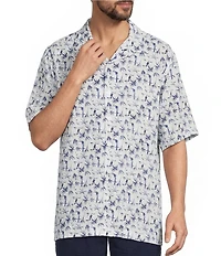 Caribbean Toucan Print Short Sleeve Woven Camp Shirt