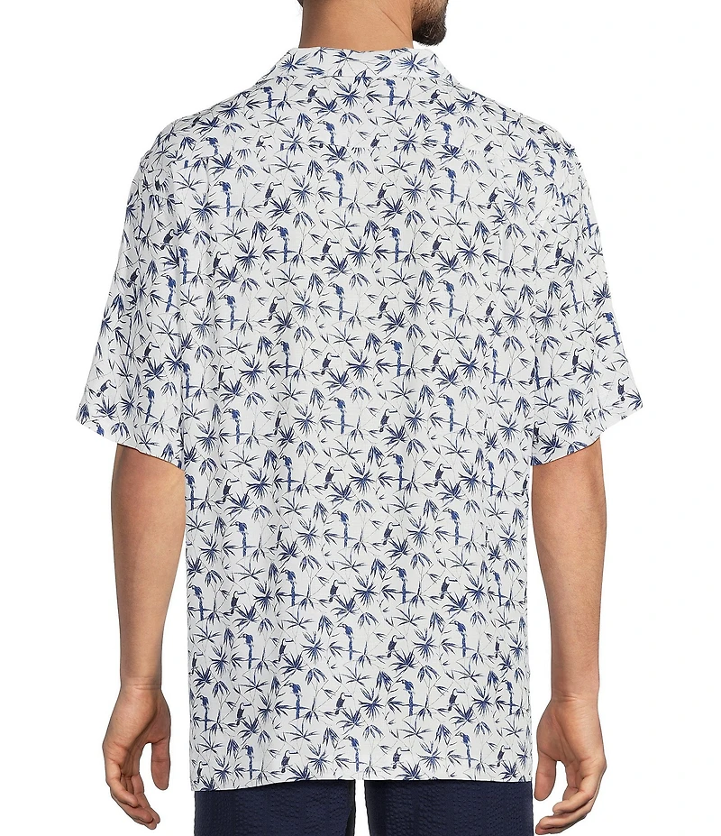 Caribbean Toucan Print Short Sleeve Woven Camp Shirt