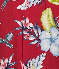 Caribbean Tropical Bird Printed Short Sleeve Woven Shirt