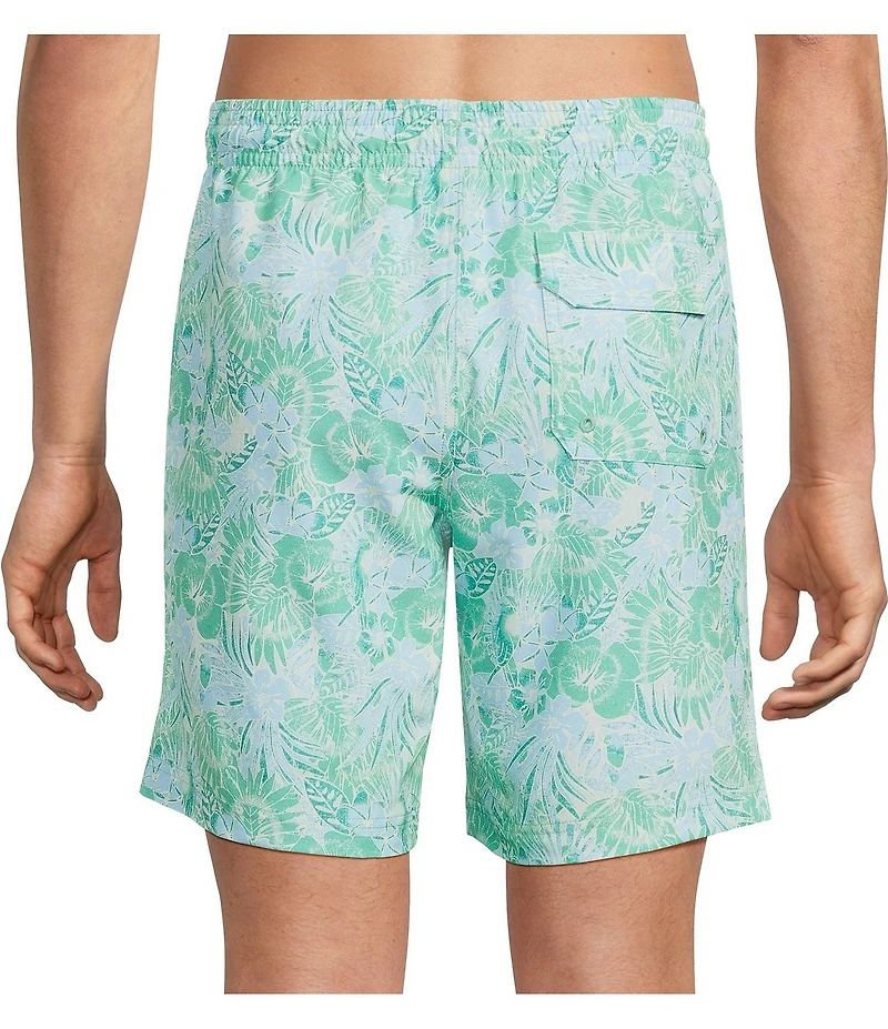 Caribbean Tropical Flower 8#double; Swim Trunks