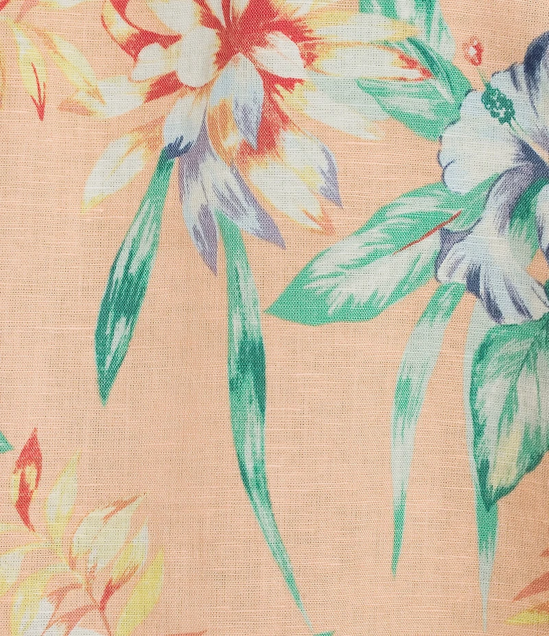 Caribbean Tropical Leaf Print Long Sleeve Woven Shirt