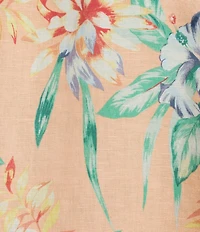 Caribbean Tropical Leaf Print Long Sleeve Woven Shirt