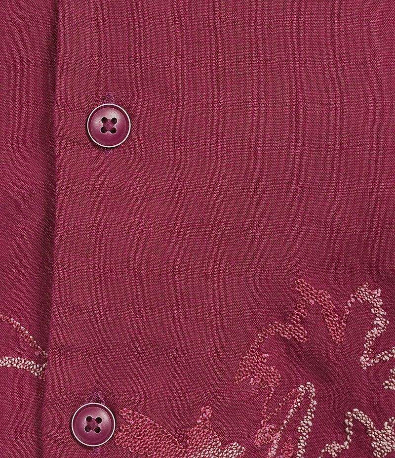 Caribbean Tropical Ombre Linen Blend Short Sleeve Woven Camp Shirt