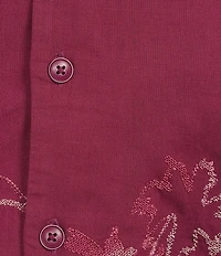 Caribbean Tropical Ombre Linen Blend Short Sleeve Woven Camp Shirt