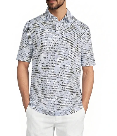 Caribbean Tropical Print Short Sleeve Polo Shirt