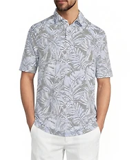Caribbean Tropical Print Short Sleeve Polo Shirt