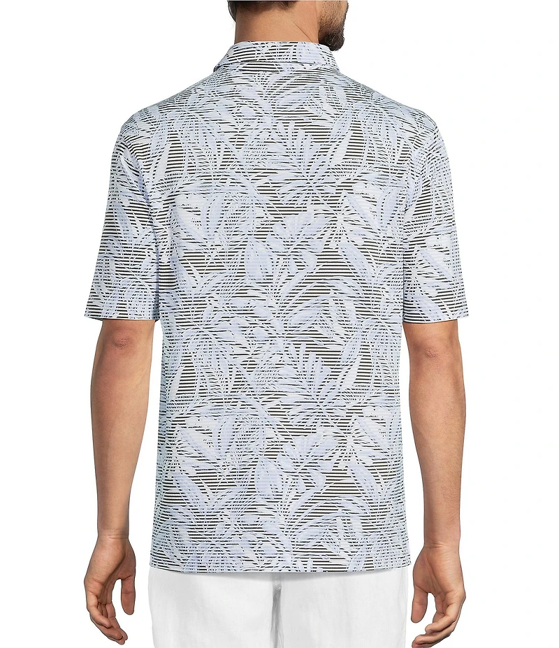 Caribbean Tropical Print Short Sleeve Polo Shirt