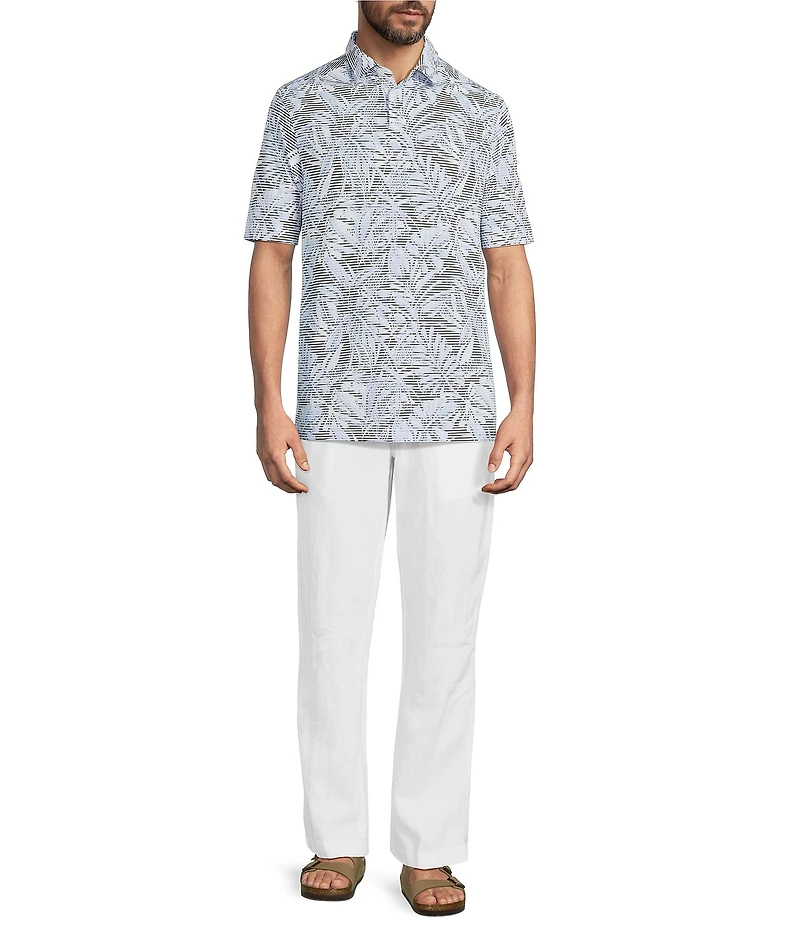 Caribbean Tropical Print Short Sleeve Polo Shirt